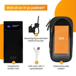 R2B® Robuuste Telefoonhouder Fiets Waterdicht + Powerbank 10.000 mAh - Model Leiden - Novafietsen.nl