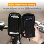 R2B® Robuuste Telefoonhouder Fiets Waterdicht + Powerbank 10.000 mAh - Model Leiden - Novafietsen.nl
