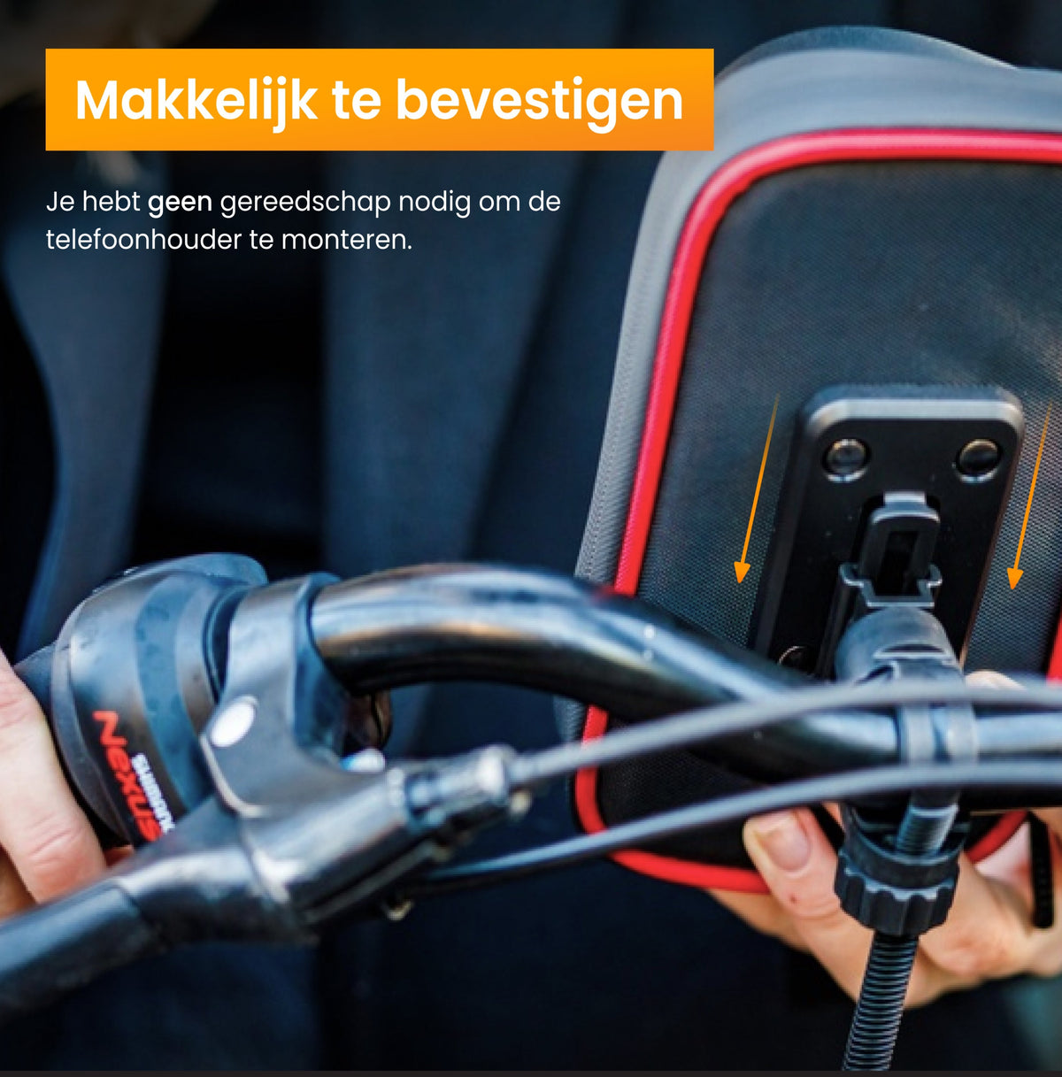 R2B® Telefoonhouder Fiets Waterdicht & Powerbank geschikt voor MagSafe - Model Den Haag - Zwart/Rood - Novafietsen.nl