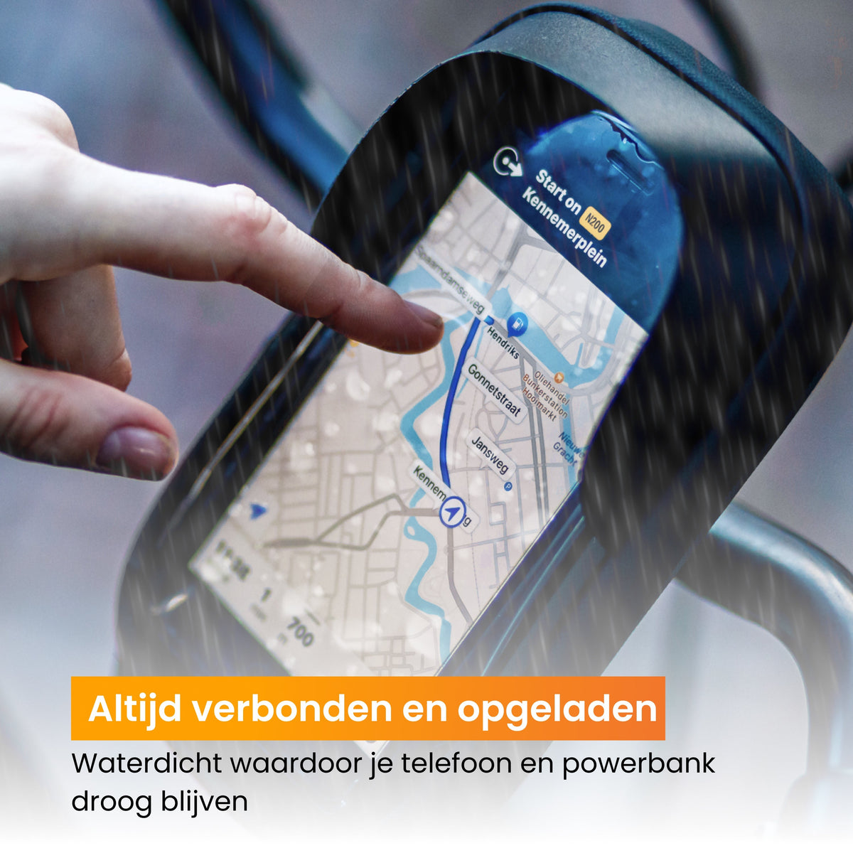 R2B® Telefoonhouder Fiets Waterdicht & Powerbank geschikt voor MagSafe - Model Den Haag - Zwart - Novafietsen.nl