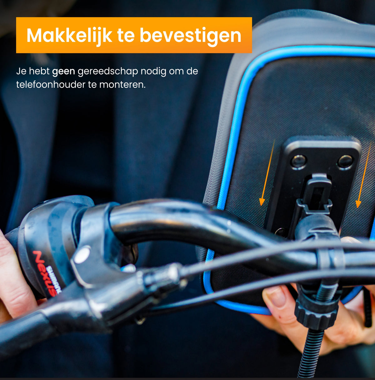 R2B® Telefoonhouder Fiets Waterdicht & Powerbank geschikt voor MagSafe - Model Den Haag - Zwart/Blauw - Novafietsen.nl