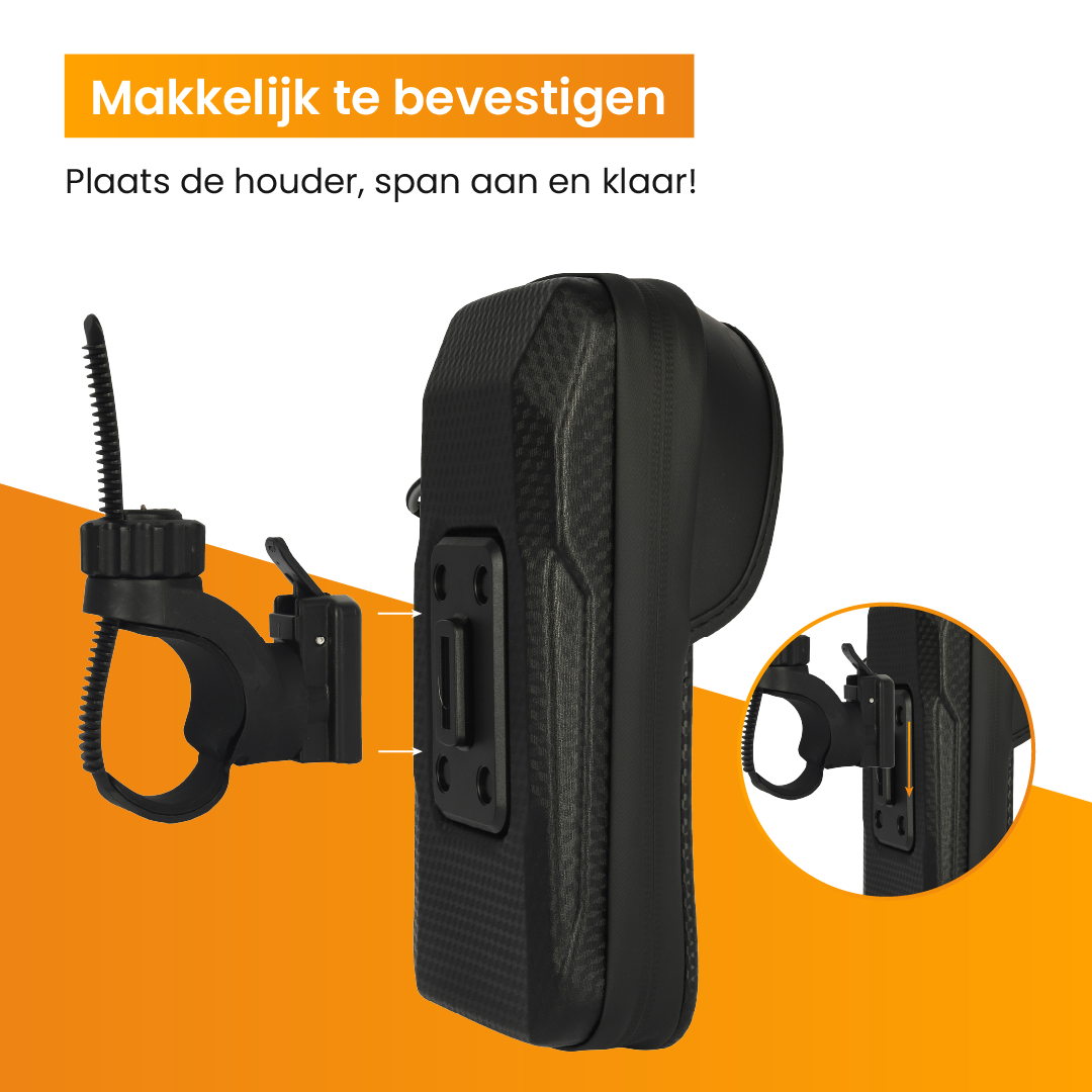 R2B Robuuste telefoonhouder fiets, scooter en motor waterdicht - Model Leiden - Novafietsen.nl