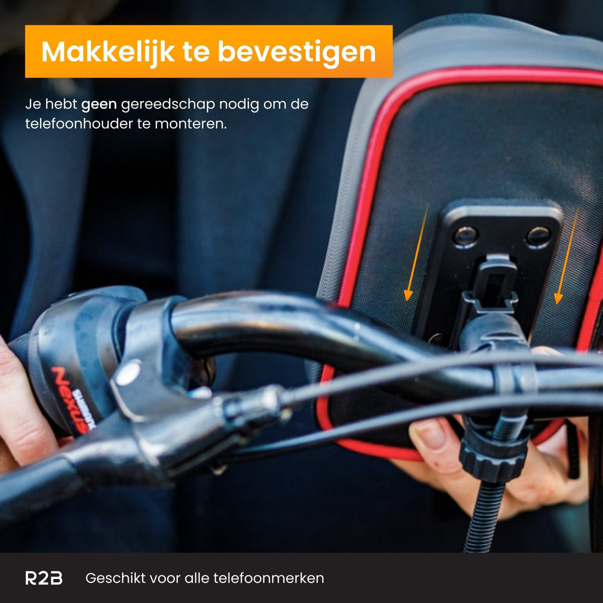R2B Telefoonhouder fiets waterdicht - Ook geschikt voor scooter en motor- Model Den Haag - Zwart/Rood - Novafietsen.nl