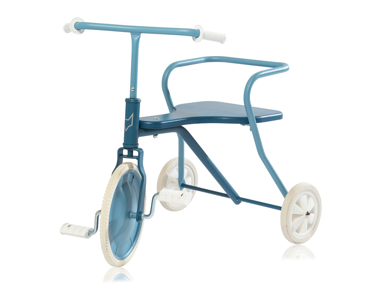 Classic Driewieler Foxrider blauw met houten zitting - Novafietsen.nl