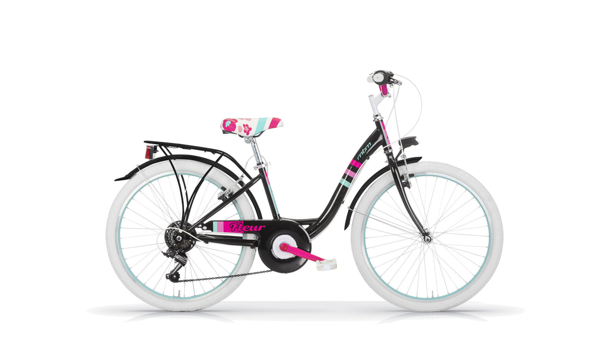 MBM, Fleur D 30 cm 6 sp zwart pink - Novafietsen.nl