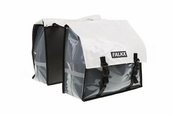 Falkx Dubbele Fietstas Grijs/Wit 40L - Novafietsen.nl
