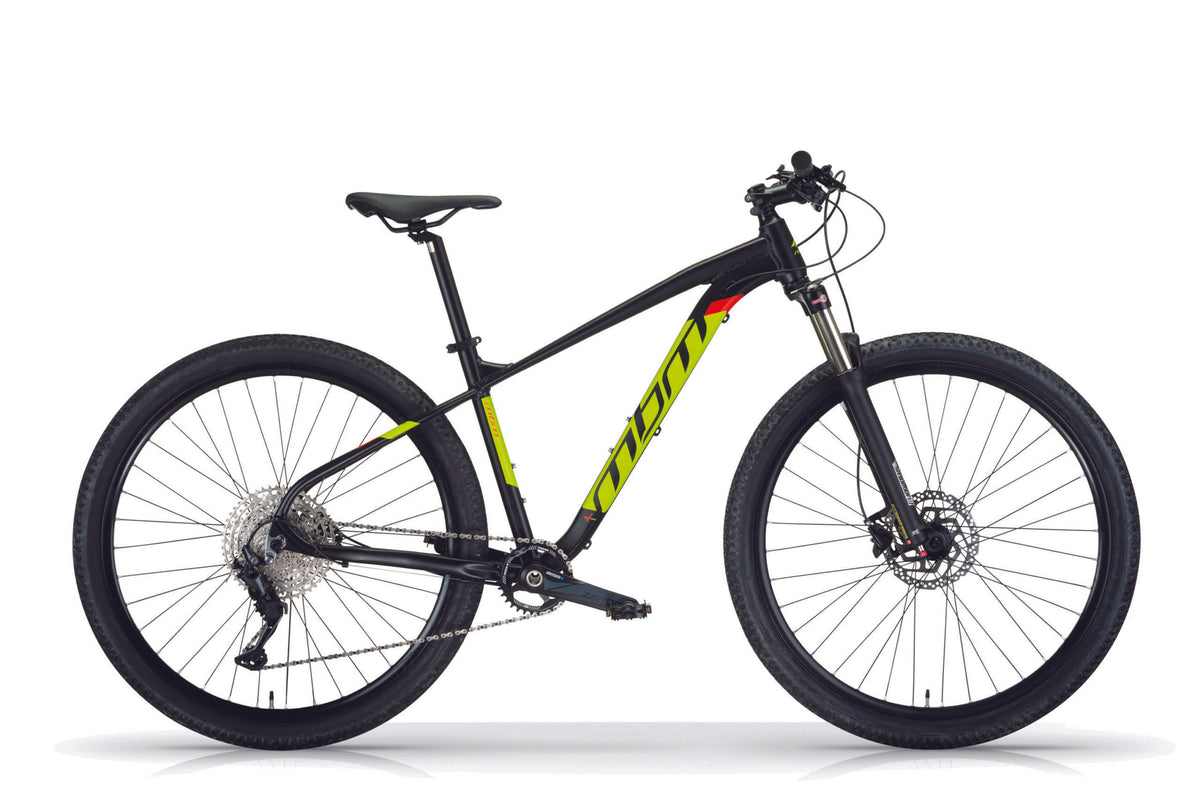 Snake MTB H 43 cm zwart geel shimano deore 12 sp Hdisc - Novafietsen.nl