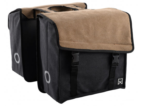 Willex Dubbele Canvas Tas 101 Bruin/Zwart - Novafietsen.nl