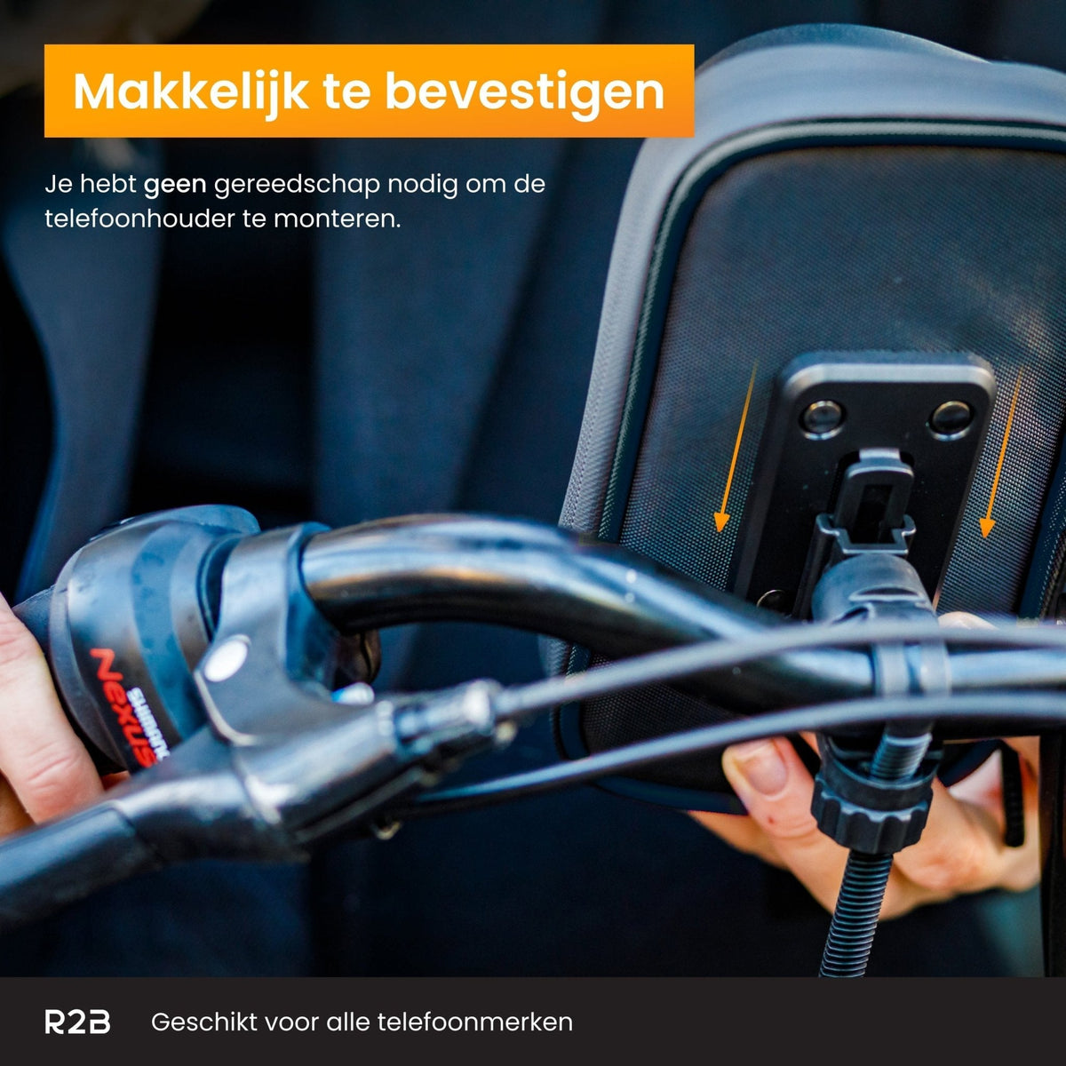 R2B Fiets Telefoonhouder, voor scooter en motor waterdicht - Model Den Haag - Zwart - Novafietsen.nl