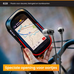 R2B Telefoonhouder fiets waterdicht - Ook geschikt voor scooter en motor- Model Den Haag - Zwart/Rood - Novafietsen.nl